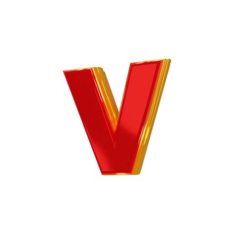 Glossy red alphabet with yellow 3d letter v 36876764 PNG