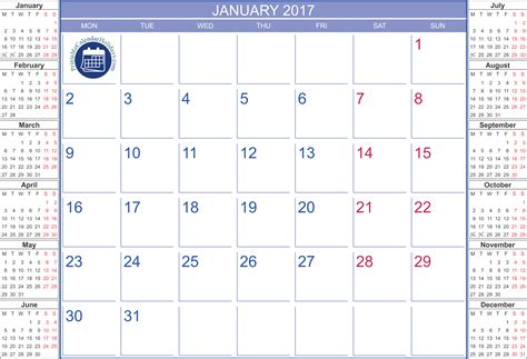 Printable Calendar January 2017 - printable calendar template 2020 2021