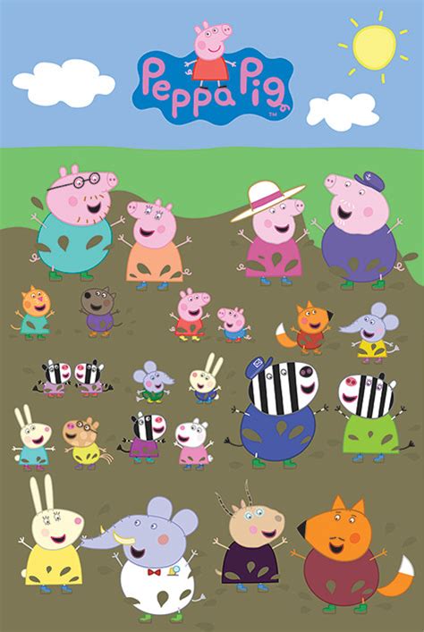 Plakat Peppa Wutz - Characters Muddy Puddle | Poster an der Wand | 3+1 GRATIS | Europosters