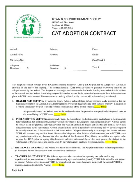 Fillable Online TOWN AND cOUNTRY hUMANE sOCIETY ADOPTION PROCESS Fax Email Print - pdfFiller