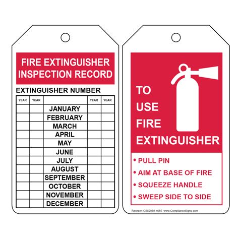 White Fire Extinguisher Inspection How To | Safety Tags