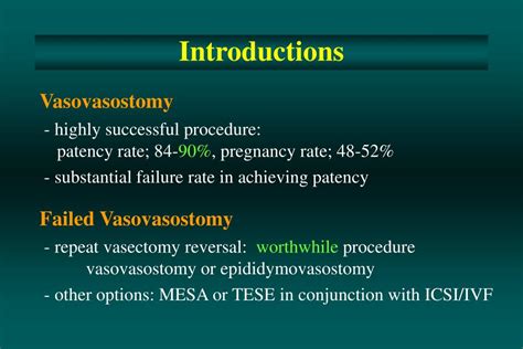 PPT - Repeat Vasovasostomy vs MESA/TESE with ICSI in Patients with Failed Vasovasostomy ...