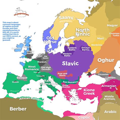 Languages of Europe around 600 AD | Map, Language map, Geography map