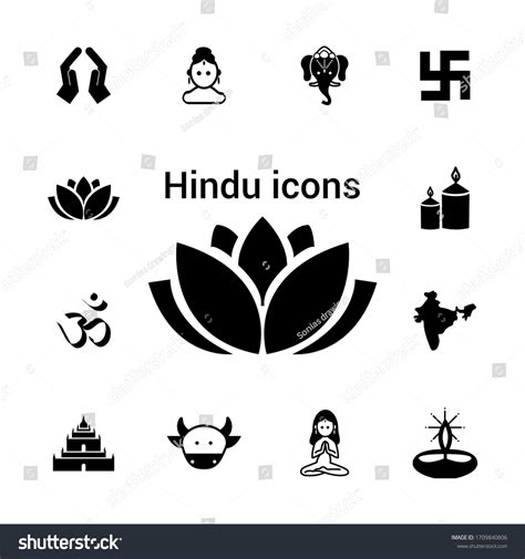 Hindu Religion Icons Basic Religion Icons Stock Vector (Royalty Free ...