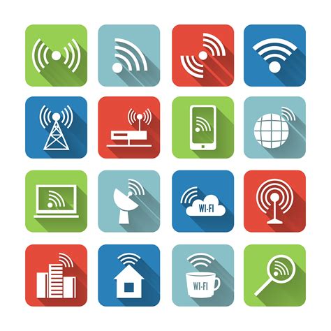 Wireless Communication Network Icons Set 436568 Vector Art at Vecteezy