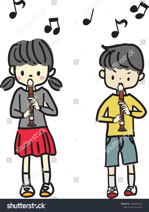 Illustration Children Playing Recorder Stock Vector (Royalty Free) 1839036634