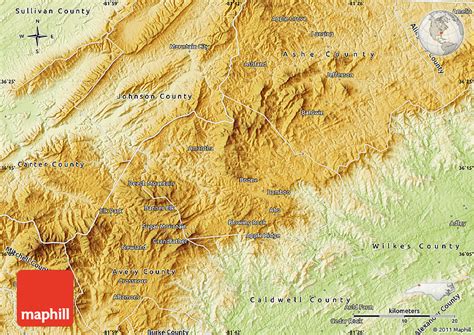 Physical Map of Watauga County