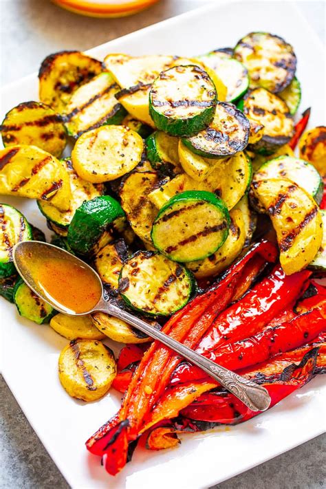 The BEST Grilled Vegetables (with Honey Mustard Sauce!) - Averie Cooks