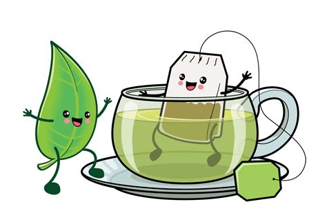 Green Tea Leaf and Tea Bag Cartoon Character 6843927 Vector Art at Vecteezy