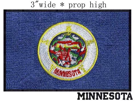 Minnesota flag 3.0" wide embroidery patch for iron on letters/river ...