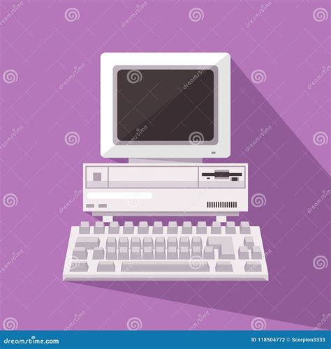 Retro Desktop Computer, Vector Illustration Stock Illustration ...