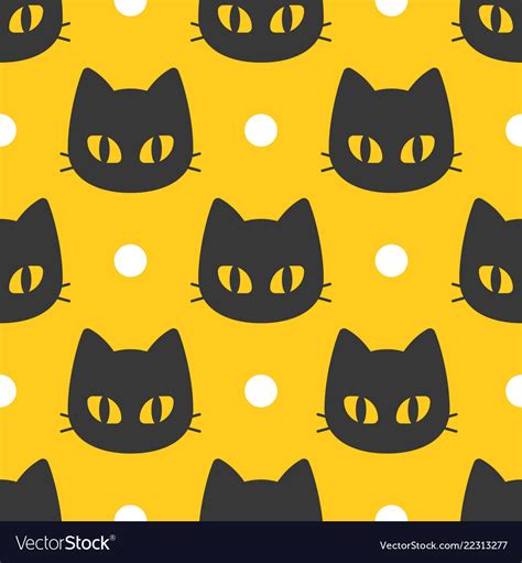 Cute cat halloween seamless pattern flat design Vector Image