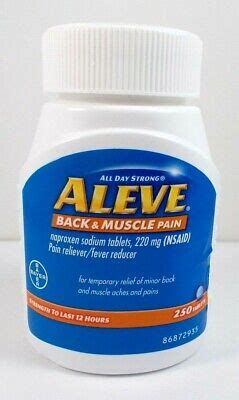 Aleve Back & Muscle Pain Naproxen Sodium 220 mg (NSAID) - 250 Tablets Ex: 1/2022 25866586222 | eBay