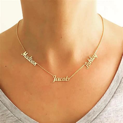 Custom Multiple Names Necklace Choker Necklaces Jewelry Stainless Steel Birthday student ...