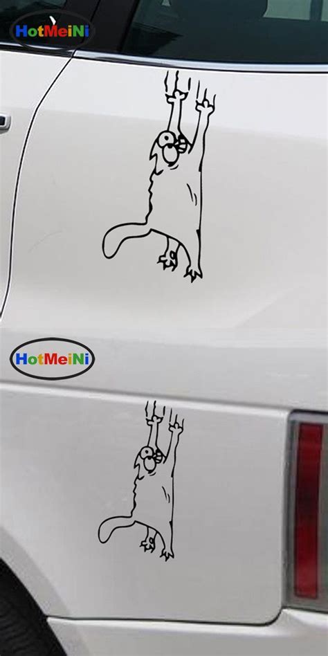 HotMeiNi Simon's Cat Scratching Climbing JDM Car Stickers and Decals Funny Cute Car Door Window ...