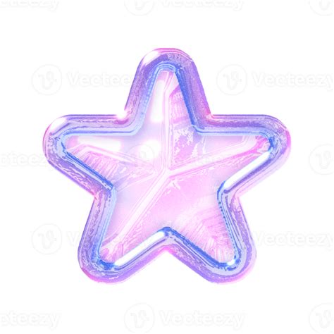 Star Y2K element with pastel hologram holographic chrome 3d effect 27310109 PNG