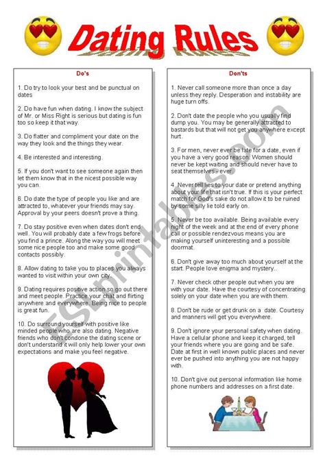 dating rules - ESL worksheet by borna