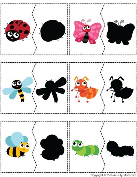 Insect Shadow Matching Puzzle - The Activity Mom | Insects preschool ...