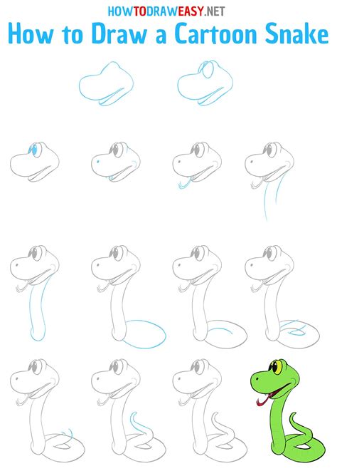 How to Draw a Cartoon Snake Step by Step | Cute easy drawings, Easy drawings, Snake drawing