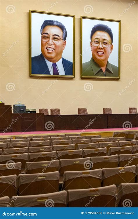 Portraits Of Kim Il Sung And Kim Jong Il In Pyongyang, North Korea ...