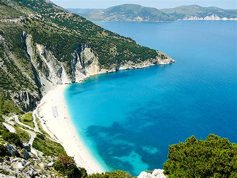 Myrtos beach on Kefalonia in Greece.