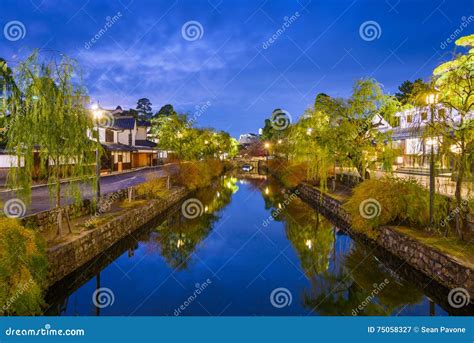 Kurashiki Canal in Japan stock image. Image of dusk, fall - 75058327