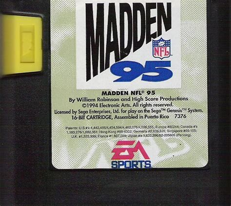 Madden NFL 95 (1994) box cover art - MobyGames