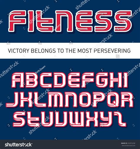 Fitness Gym Vector Font Shadow Alphabet Stock Vector 232972258 - Shutterstock