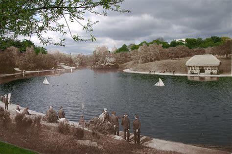 Sefton Park Lake, Sefton Park, 1910s in 2013 blended | Flickr