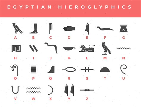 Egyptian Hieroglyphics Alphabet Digital Design Editable Illustration ...