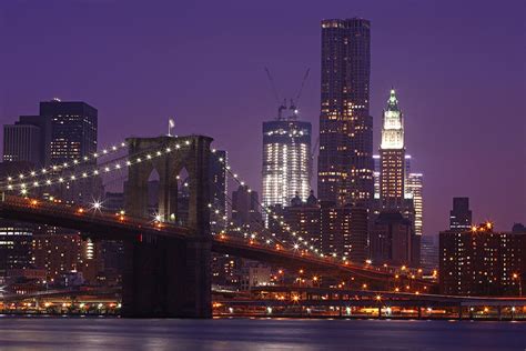 Brooklyn Bridge And Manhattan Skyline At Night Nyc Photograph by Katrina Brown