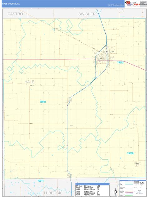 Hale County, TX Zip Code Wall Map Basic Style by MarketMAPS - MapSales