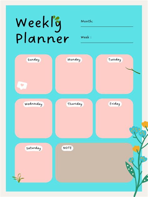 Brown Pastel Illustrative Cute Weekly Planner | PDF