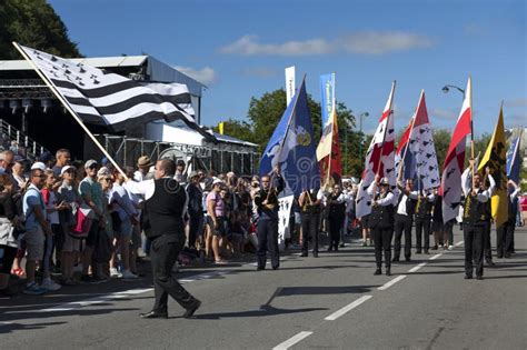 Breton Flag Bearers during the Cornouaille Festival in Quimper ...