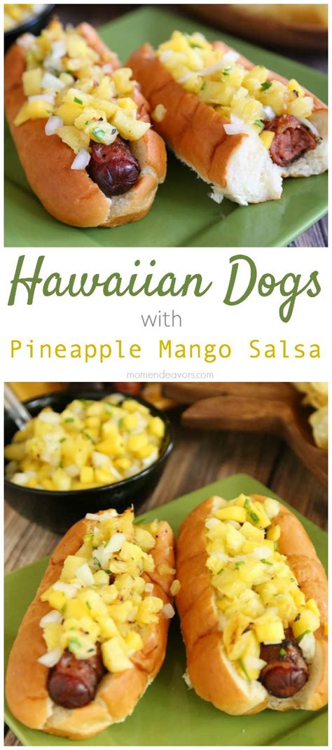 Hawaiian Hot Dogs with Grilled Pineapple Mango Salsa