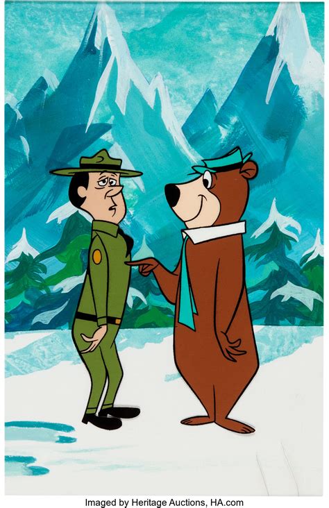 Yogi Bear and Ranger Smith Production Cel and Painted Background | Lot #63297 | Heritage Auctions