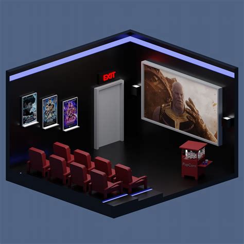 3D model Low-Poly Movie Theater VR / AR / low-poly | CGTrader