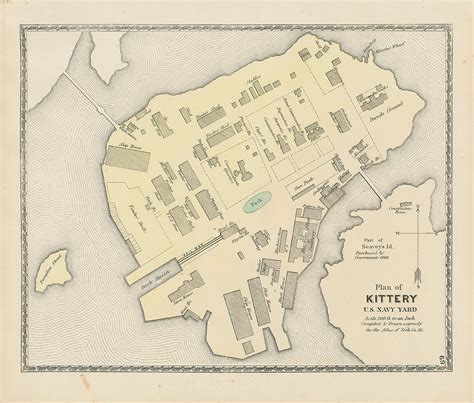 KITTERY U S NAVY YARD, Maine 1872 Map