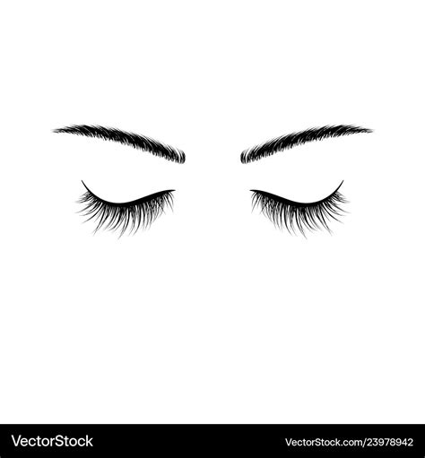 Black eyebrows and eyelashes eyes closed Vector Image