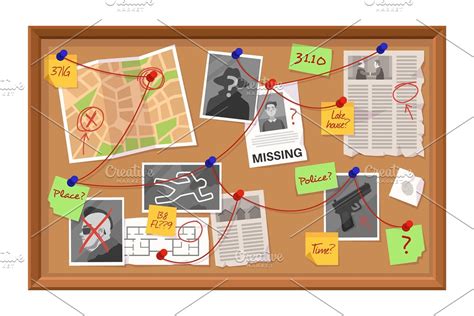 Investigation board. Crime evidence | Custom-Designed Illustrations ...