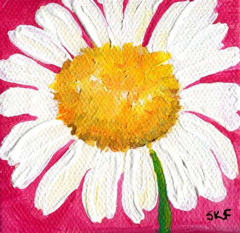 Daisy acrylic mini painting canvas art small art mini easel | Etsy | Daisy painting, Flower ...