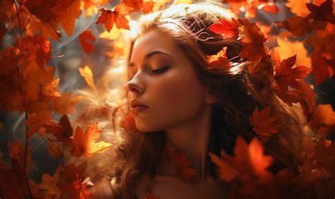 Premium AI Image | autumn fall september aesthetic girl female woman ...