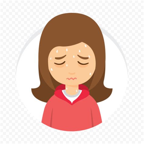 Sick Girl Cartoon Fever Sweating Round Icon Vector | Citypng