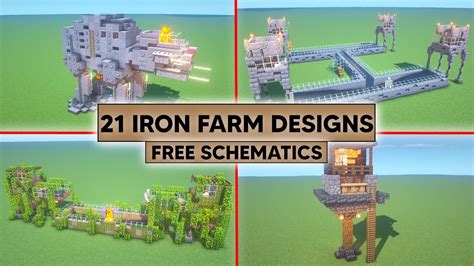 21 Minecraft Iron Farm Designs - No Need to Build it, I GIVE It to you! Paste it into your World ...