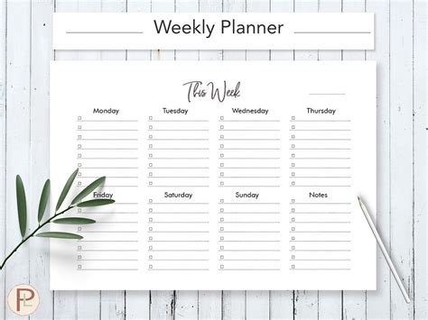 Weekly Task Planner Printable By HelArtShop | TheHungryJPEG