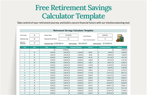 Free Retirement Savings Calculator Template - Google Sheets, Excel | Template.net