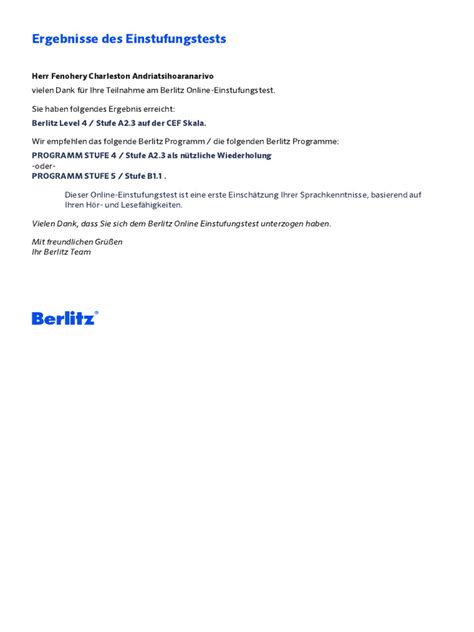 Berlitz Online Testing | PDF