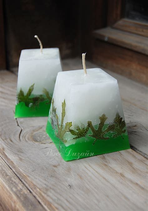Green Aroma Candles, Set of 2 Scented Candles, White Green Candles Whit ...
