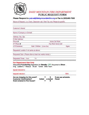 Fillable Online DAISY MOUNTAIN FIRE DEPARTMENT PUBLIC REQUEST FORM Fax Email Print - pdfFiller