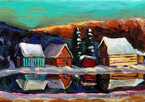 Canadian Art Laurentian Landscape Quebec Winter Scene Painting by Carole Spandau